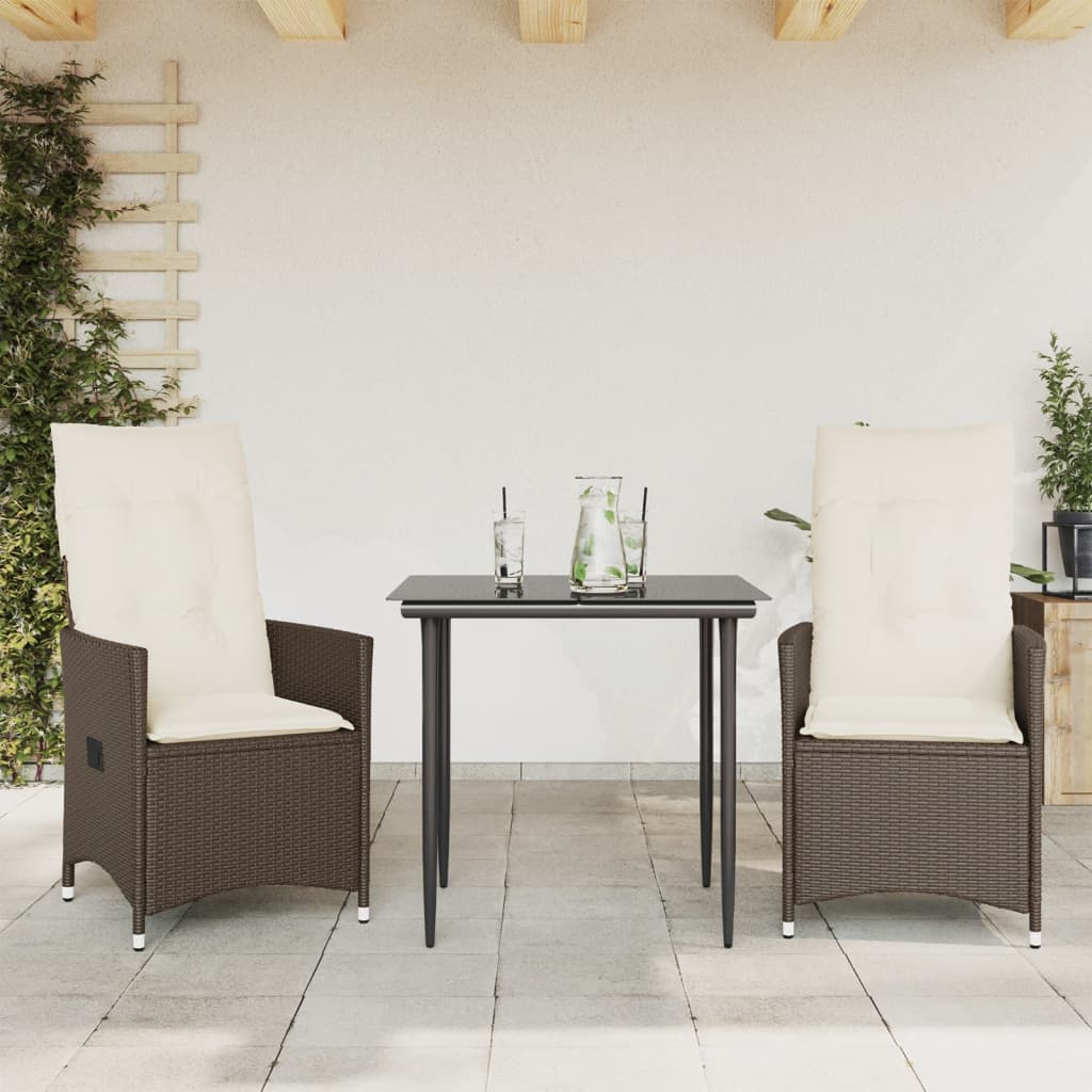 Gartensessel mit Kissen 2 Stk. Verstellbar Braun Poly Rattan