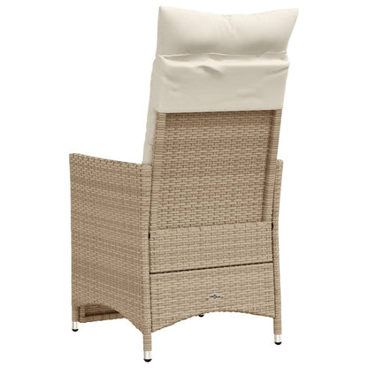 Gartensessel mit Kissen 2 Stk. Verstellbar Beige Poly Rattan