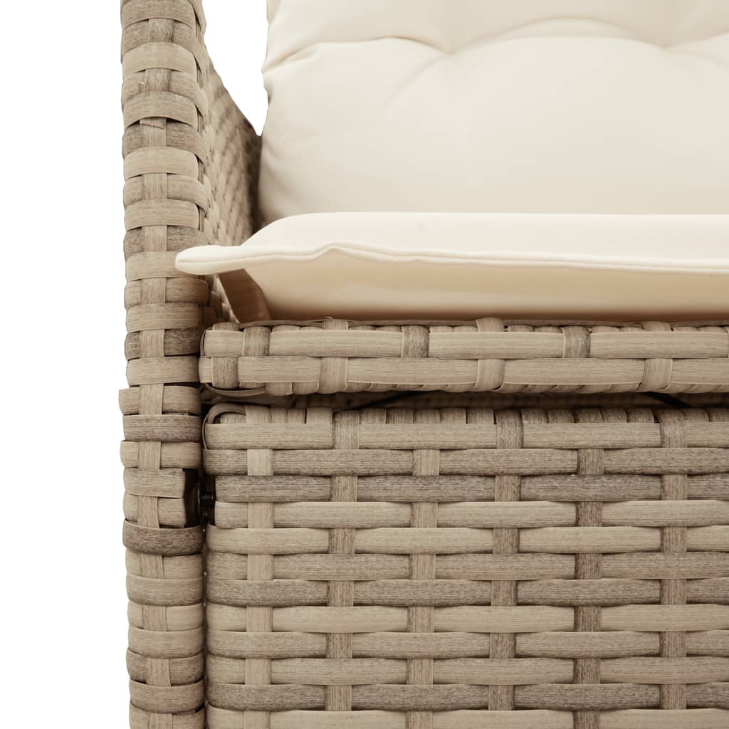 Gartensessel mit Kissen 2 Stk. Verstellbar Beige Poly Rattan