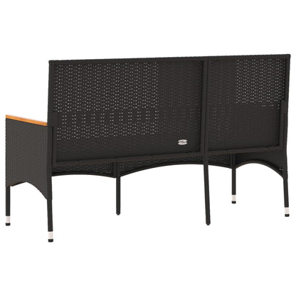 Gartenbank 3-Sitzer mit Kissen Schwarz Poly Rattan