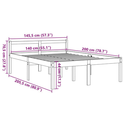 Seniorenbett Wachsbraun 140x200 cm Massivholz Kiefer