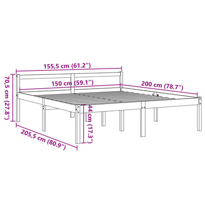 Seniorenbett Wachsbraun 150x200 cm Massivholz Kiefer