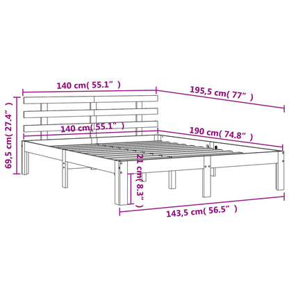 Massivholzbett ohne Matratze Wachsbraun 140x190 cm Kiefernholz