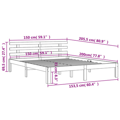 Massivholzbett ohne Matratze Wachsbraun 150x200 cm Kiefernholz