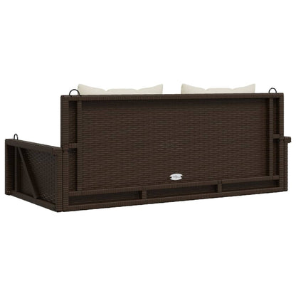 Hängebank mit Kissen Braun 119x56x48 cm Poly Rattan