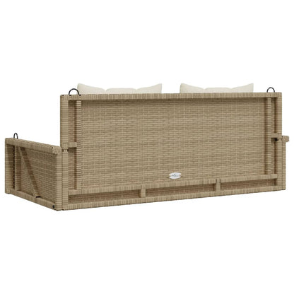 Hängebank mit Kissen Beige 119x56x48 cm Poly Rattan