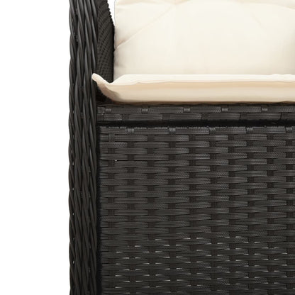 Gartensessel Verstellbar mit Kissen Schwarz Poly Rattan