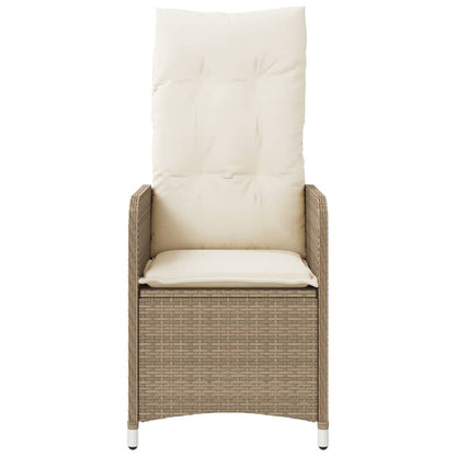 Gartensessel mit Kissen Verstellbar Beige Poly Rattan