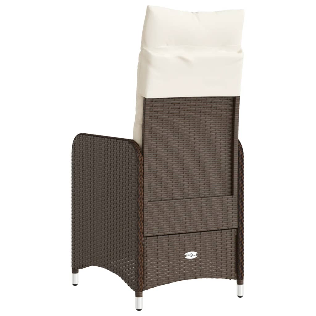 Gartensessel mit Kissen 2 Stk. Verstellbar Braun Poly Rattan