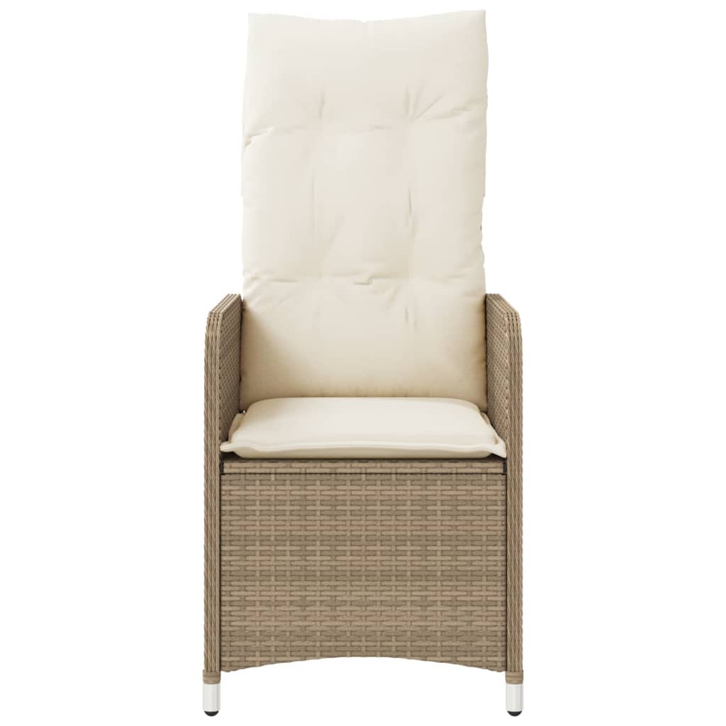 Gartensessel mit Kissen 2 Stk. Verstellbar Beige Poly Rattan