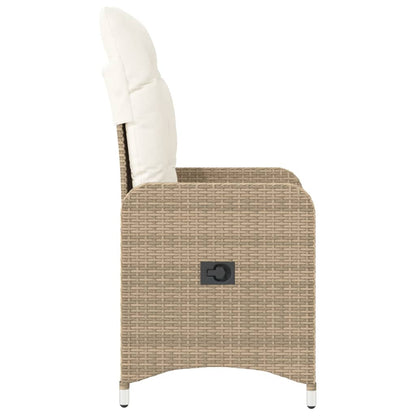 Gartensessel mit Kissen 2 Stk. Verstellbar Beige Poly Rattan