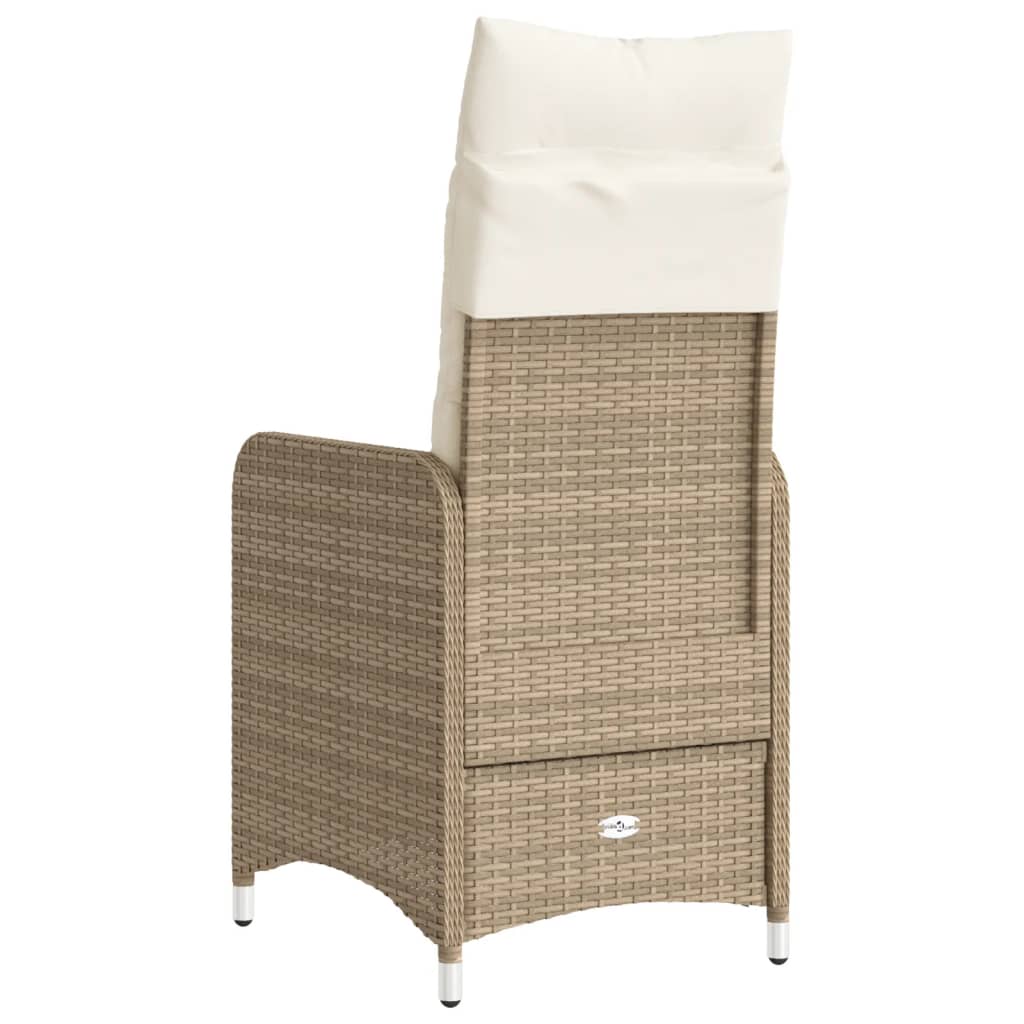 Gartensessel mit Kissen 2 Stk. Verstellbar Beige Poly Rattan