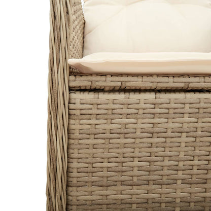 Gartensessel mit Kissen 2 Stk. Verstellbar Beige Poly Rattan