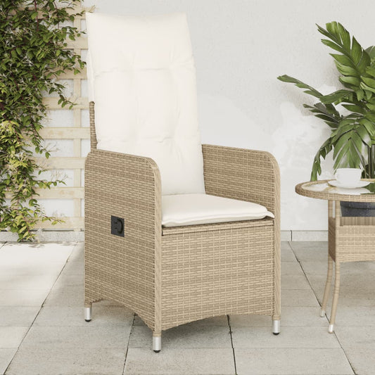 Gartensessel mit Kissen 2 Stk. Verstellbar Beige Poly Rattan