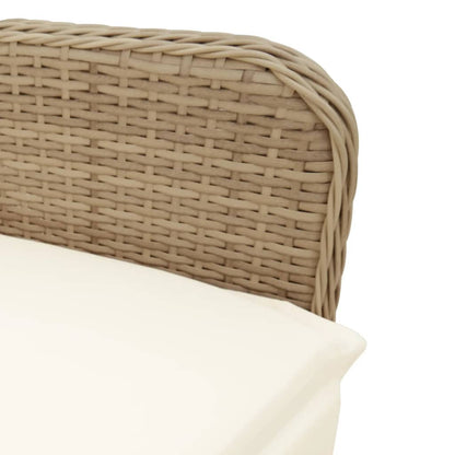 Gartensessel mit Kissen Verstellbar Beige Poly Rattan