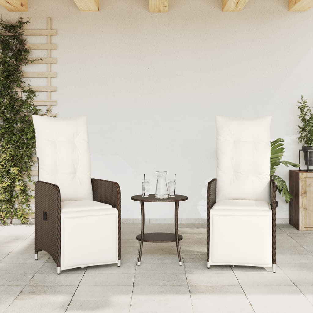 Gartensessel mit Kissen 2 Stk. Verstellbar Braun Poly Rattan