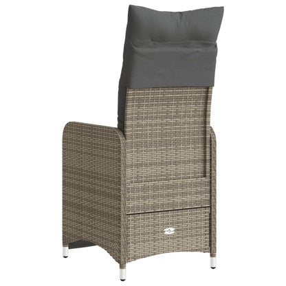 Gartensessel mit Kissen 2 Stk. Verstellbar Grau Poly Rattan