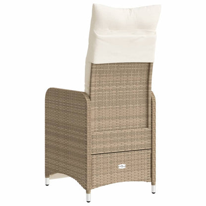 Gartensessel mit Kissen 2 Stk. Verstellbar Beige Poly Rattan