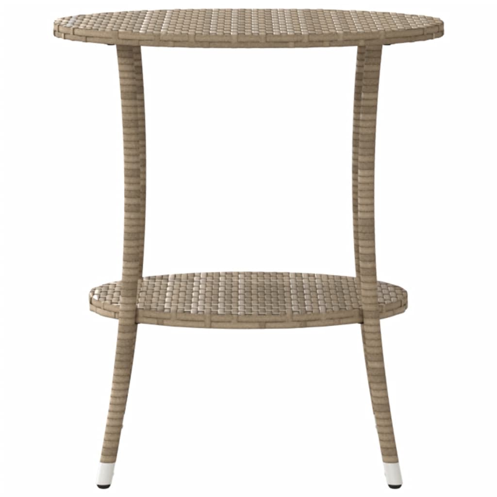 Gartensessel 2 Stk. Verstellbar mit Tisch Beige Poly Rattan