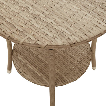 Gartensessel 2 Stk. Verstellbar mit Tisch Beige Poly Rattan