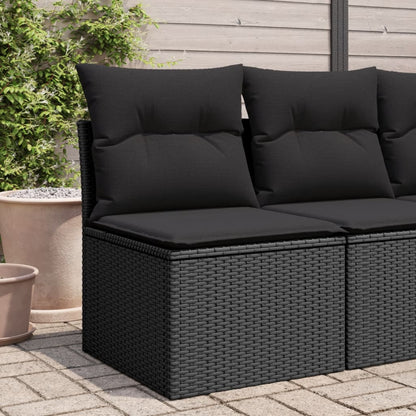 Gartensessel ohne Armlehnen mit Kissen Schwarz Poly Rattan