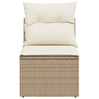 Gartensessel ohne Armlehnen mit Kissen Beige Poly Rattan