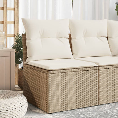 Gartensessel ohne Armlehnen mit Kissen Beige Poly Rattan