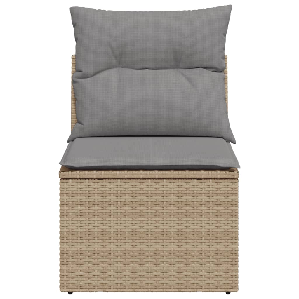 Gartensessel ohne Armlehnen mit Kissen Beige Poly Rattan