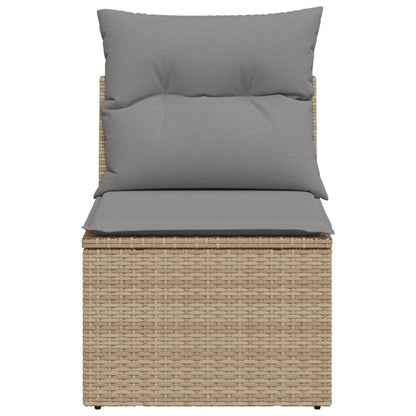 Gartensessel ohne Armlehnen mit Kissen Beige Poly Rattan