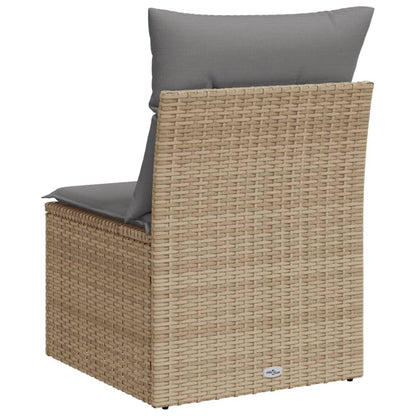 Gartensessel ohne Armlehnen mit Kissen Beige Poly Rattan