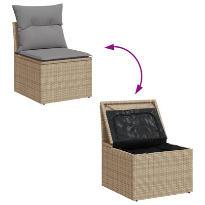 Gartensessel ohne Armlehnen mit Kissen Beige Poly Rattan