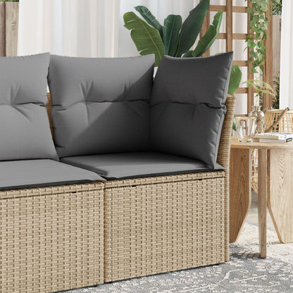 Gartensessel ohne Armlehnen mit Kissen Beige Poly Rattan