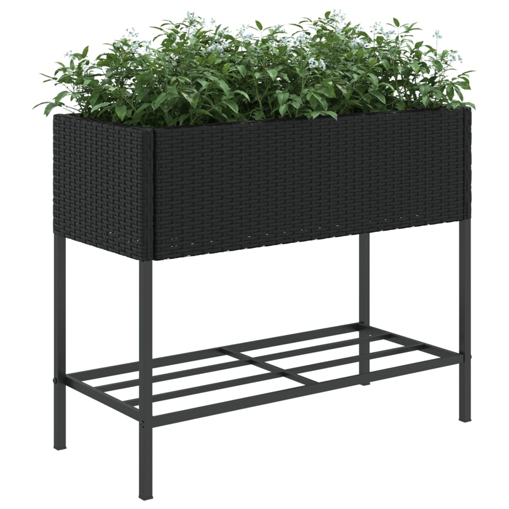 Hochbeete mit Ablage 2 Stk. Schwarz 90x40x75 cm Poly Rattan