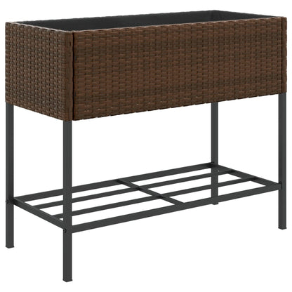 Hochbeete mit Ablage 2 Stk. Braun 90x40x75 cm Poly Rattan