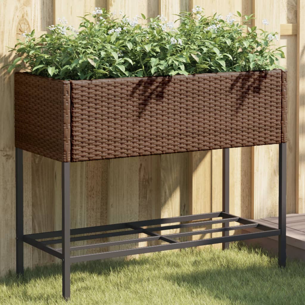 Hochbeete mit Ablage 2 Stk. Braun 90x40x75 cm Poly Rattan