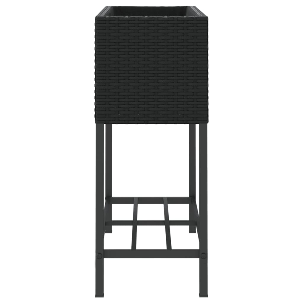 Hochbeete mit Ablage 2 Stk. Schwarz 70x28x70 cm Poly Rattan