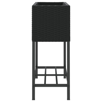 Hochbeete mit Ablage 2 Stk. Schwarz 70x28x70 cm Poly Rattan