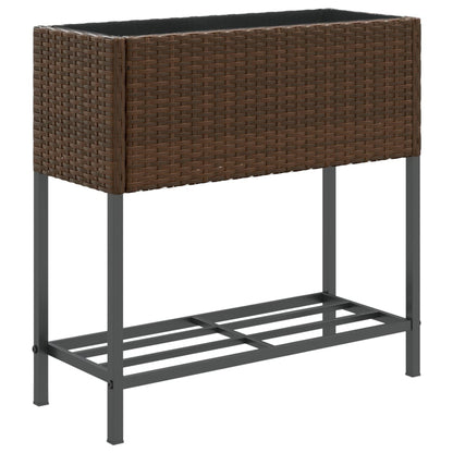 Hochbeete mit Ablage 2 Stk. Braun 70x28x70 cm Poly Rattan