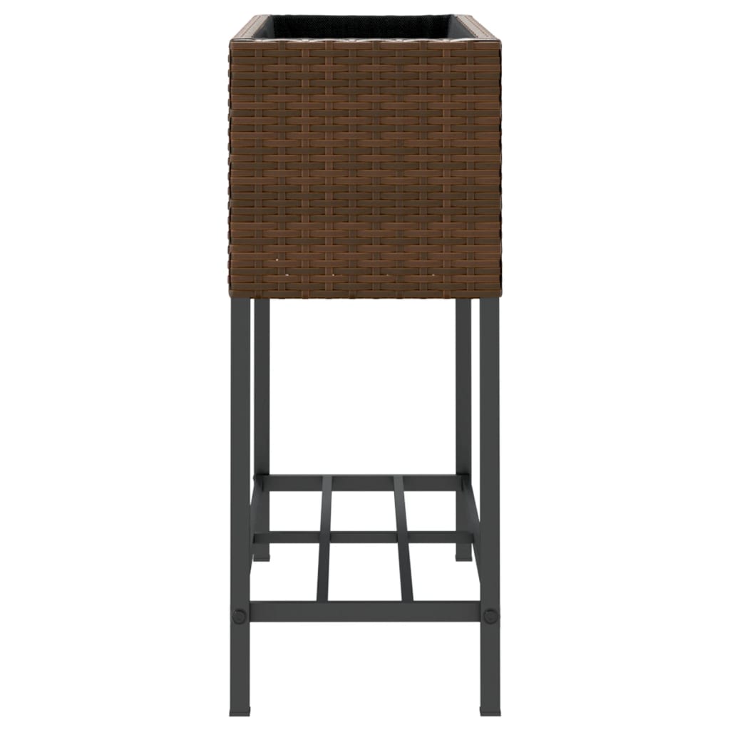 Hochbeete mit Ablage 2 Stk. Braun 70x28x70 cm Poly Rattan