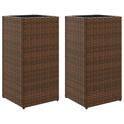 Pflanzkübel 2 Stk. Braun 30x30x60 cm Poly Rattan