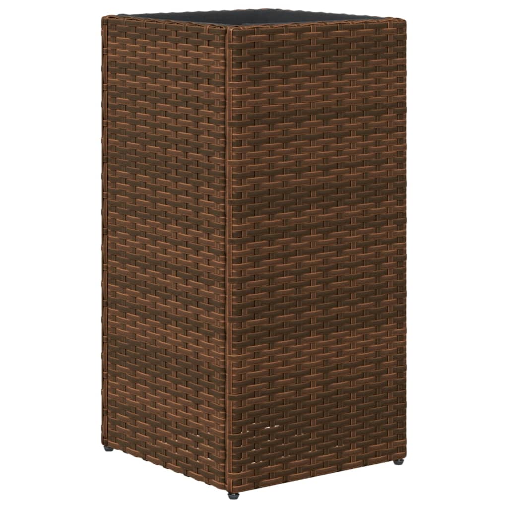 Pflanzkübel 2 Stk. Braun 30x30x60 cm Poly Rattan