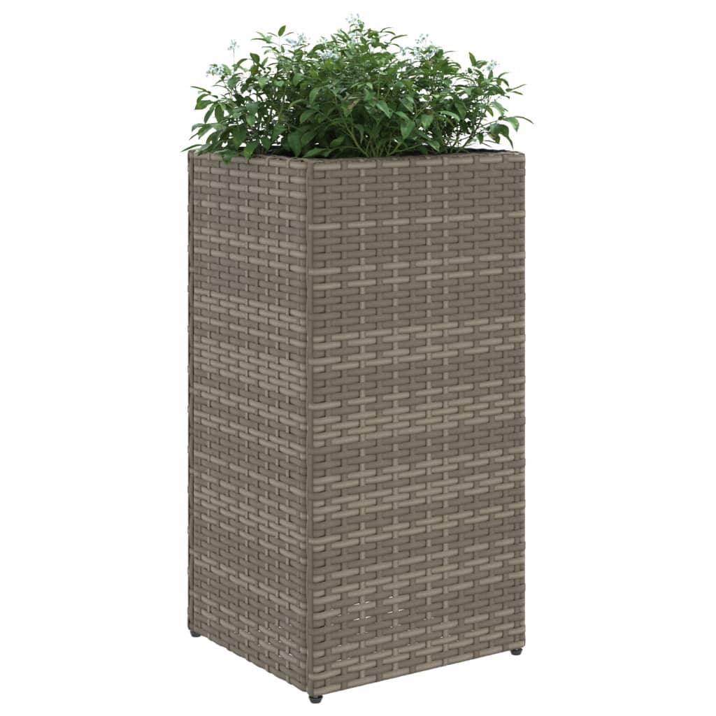 Pflanzkübel 2 Stk. Grau 30x30x60 cm Poly Rattan