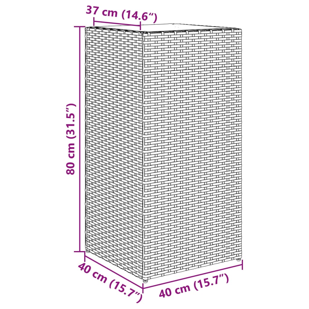 Pflanzkübel 2 Stk. Grau 40x40x80 cm Poly Rattan