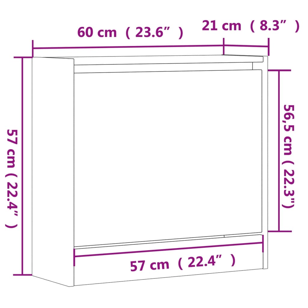 Schuhregal Sonoma-Eiche 60x21x57 cm Holzwerkstoff