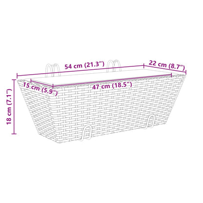 Pflanzkasten mit Haken 2 Stk. Grau Poly Rattan