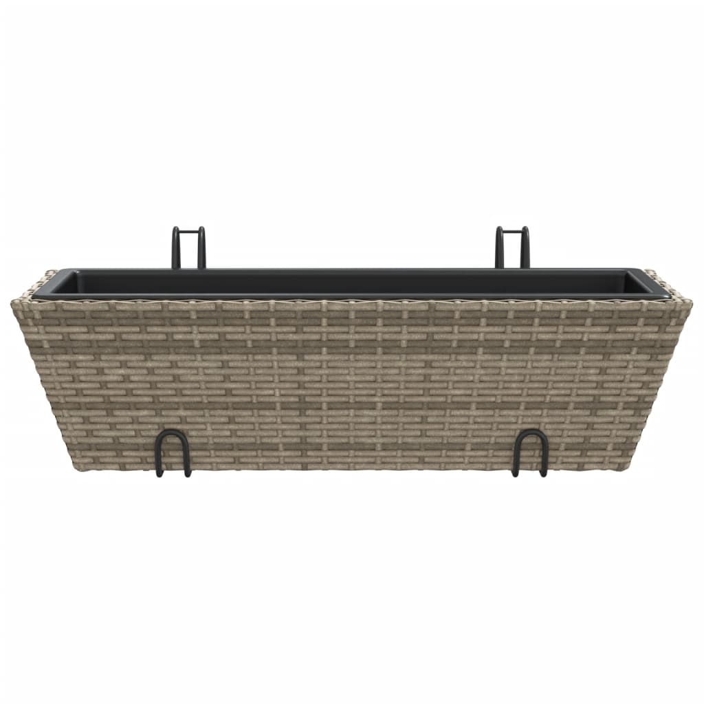 Pflanzkasten mit Haken 2 Stk. Grau Poly Rattan