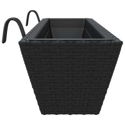 Pflanzkasten mit Haken 2 Stk. Schwarz Poly Rattan