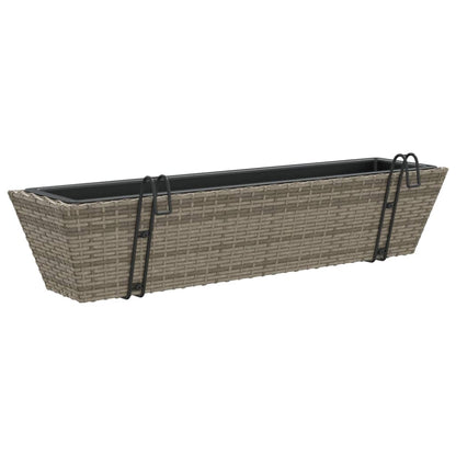 Pflanzkasten mit Haken 2 Stk. Grau Poly Rattan