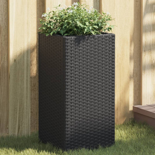 Pflanzkübel Schwarz 30x30x60 cm Poly Rattan