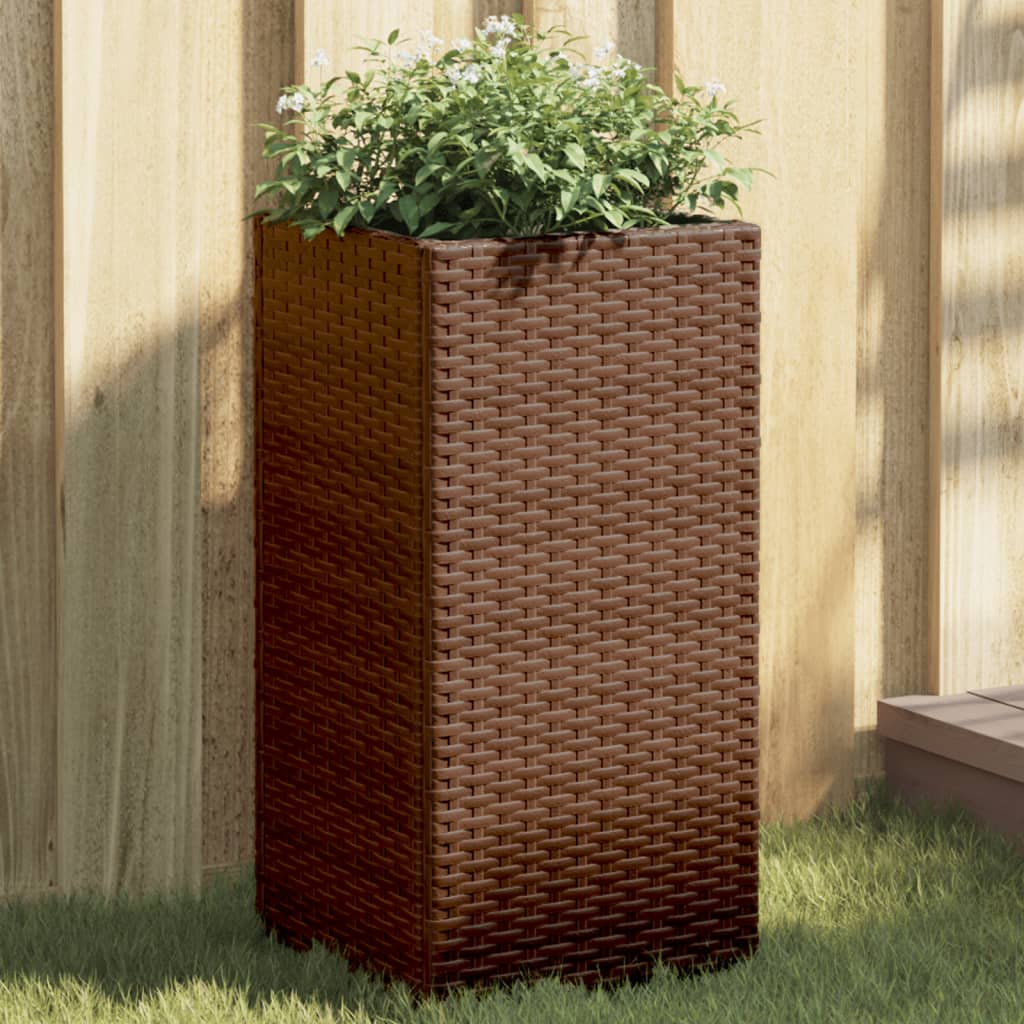 Pflanzkübel Braun 30x30x60 cm Poly Rattan